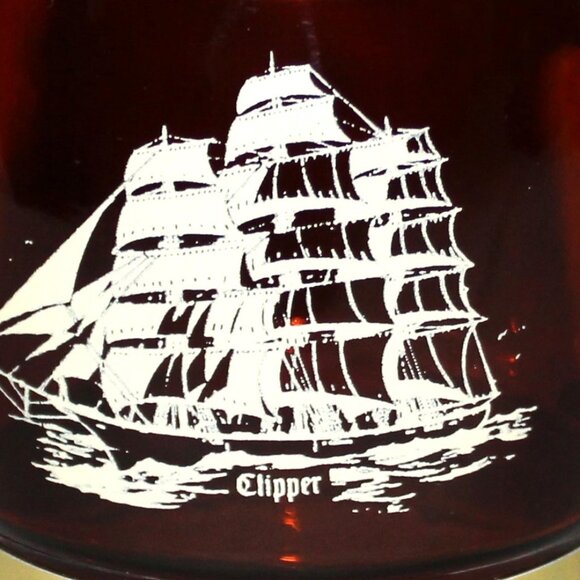 Vintage Siesta Ware Amber Brown Glass Mugs | Nautical Mugs | Ship Stein - Picture 3 of 8